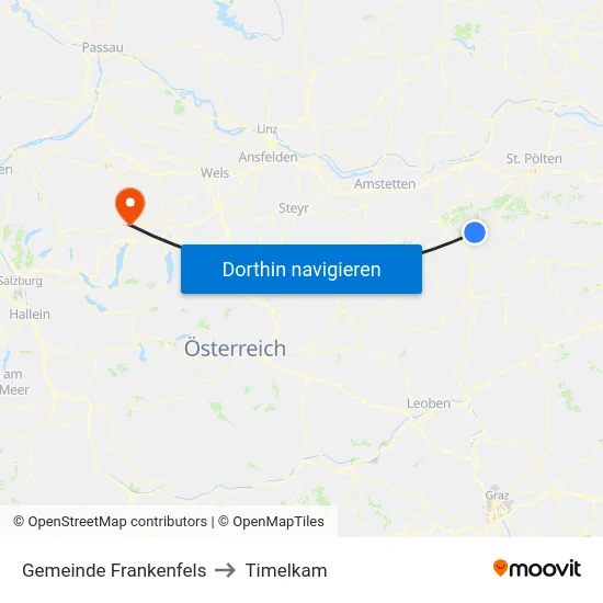 Gemeinde Frankenfels to Timelkam map
