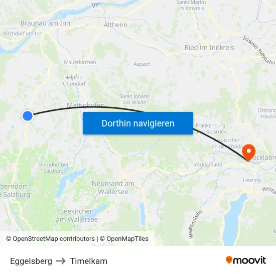 Eggelsberg to Timelkam map
