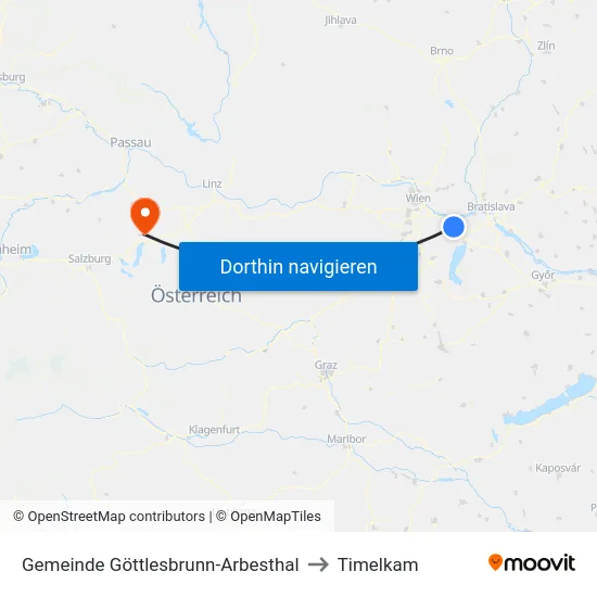 Gemeinde Göttlesbrunn-Arbesthal to Timelkam map
