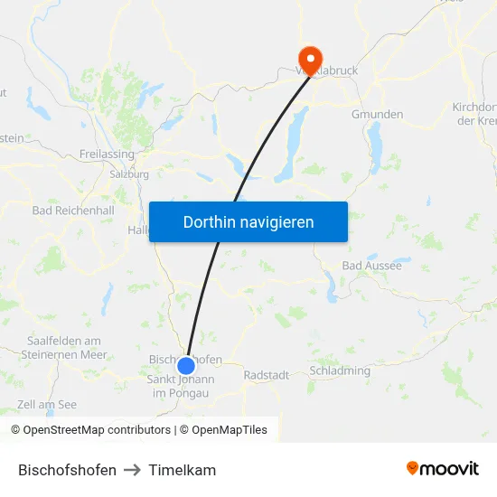 Bischofshofen to Timelkam map