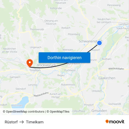 Rüstorf to Timelkam map