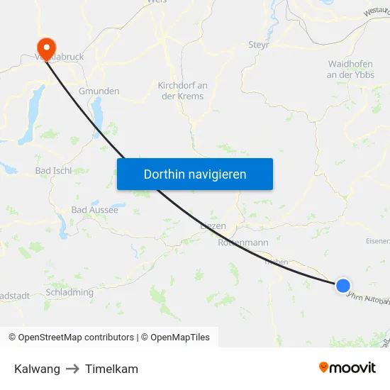 Kalwang to Timelkam map