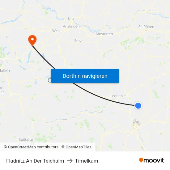 Fladnitz An Der Teichalm to Timelkam map