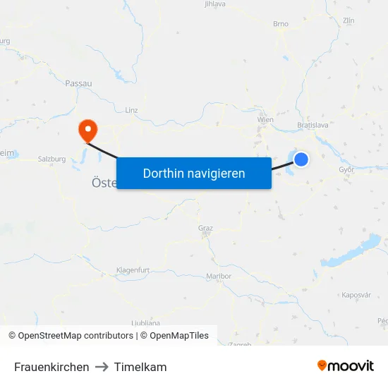 Frauenkirchen to Timelkam map