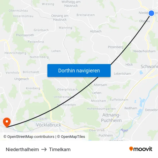 Niederthalheim to Timelkam map