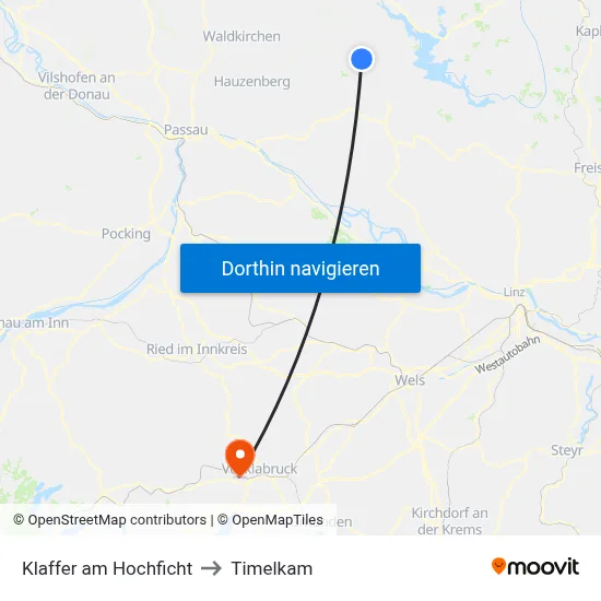 Klaffer am Hochficht to Timelkam map
