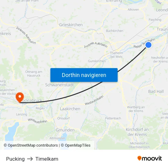 Pucking to Timelkam map