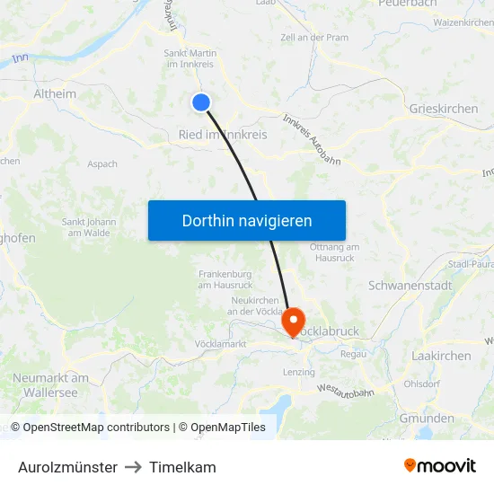 Aurolzmünster to Timelkam map