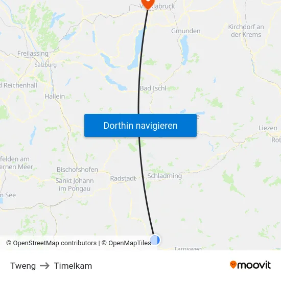 Tweng to Timelkam map