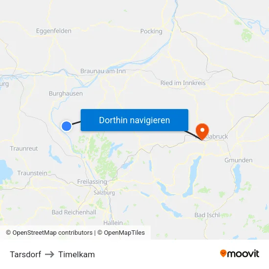 Tarsdorf to Timelkam map