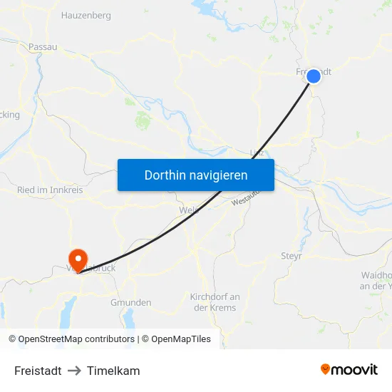 Freistadt to Timelkam map
