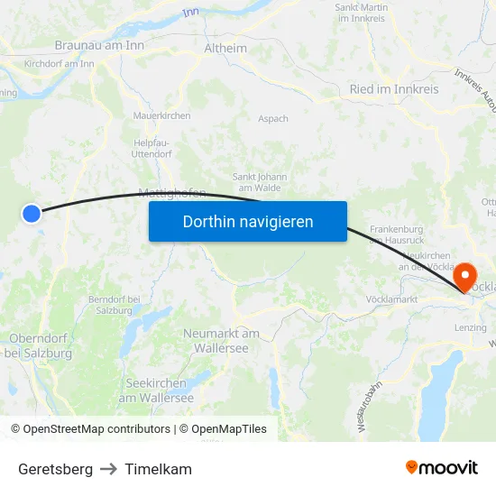 Geretsberg to Timelkam map