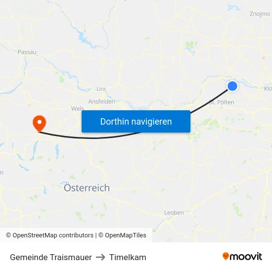 Gemeinde Traismauer to Timelkam map