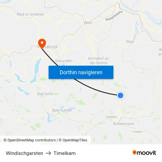 Windischgarsten to Timelkam map