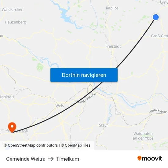Gemeinde Weitra to Timelkam map