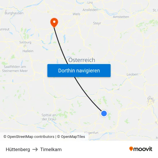 Hüttenberg to Timelkam map