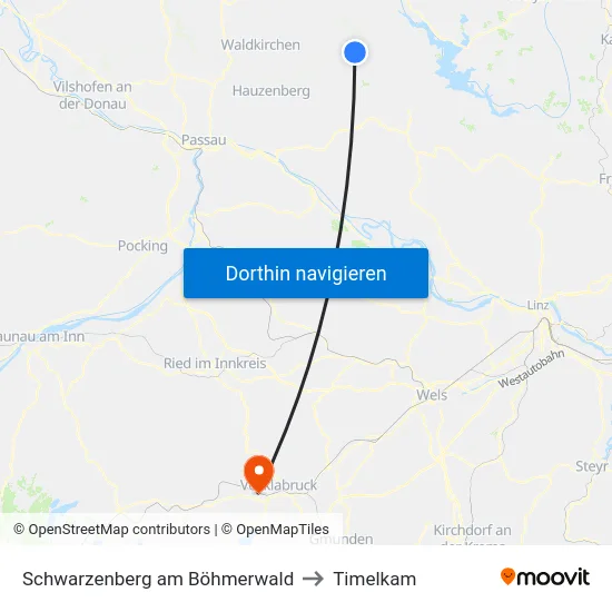 Schwarzenberg am Böhmerwald to Timelkam map
