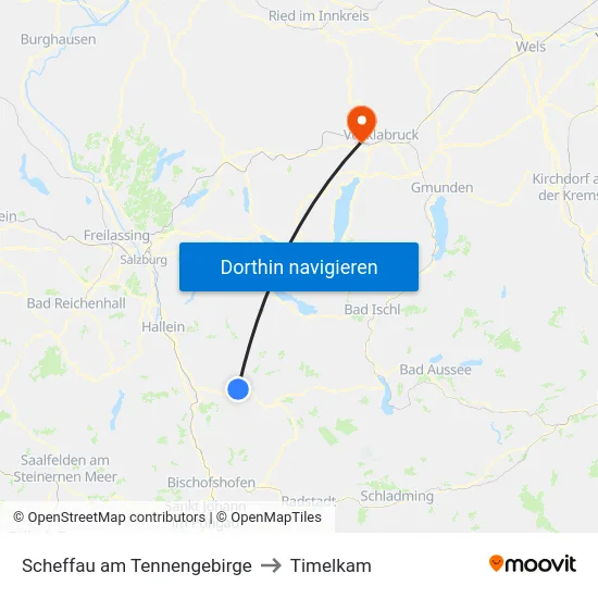 Scheffau am Tennengebirge to Timelkam map