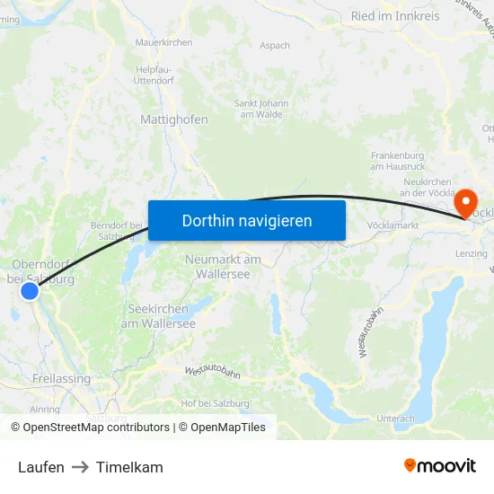 Laufen to Timelkam map