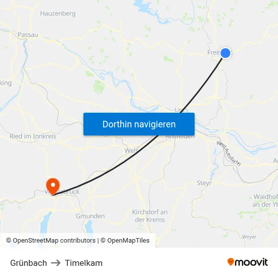 Grünbach to Timelkam map