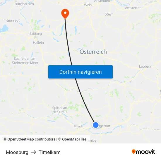 Moosburg to Timelkam map