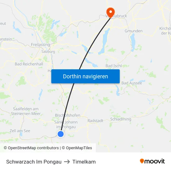 Schwarzach Im Pongau to Timelkam map