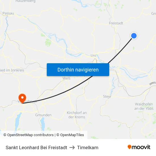 Sankt Leonhard Bei Freistadt to Timelkam map