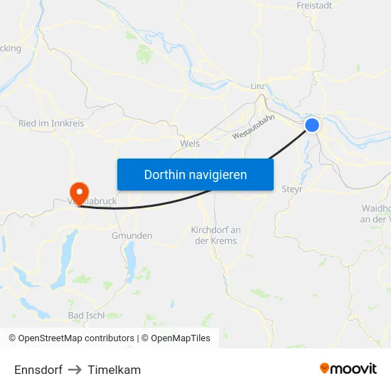 Ennsdorf to Timelkam map