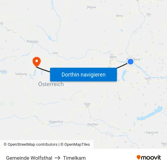 Gemeinde Wolfsthal to Timelkam map