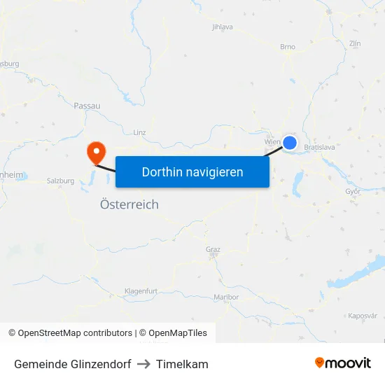 Gemeinde Glinzendorf to Timelkam map