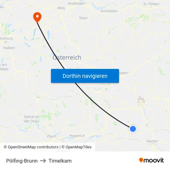 Pölfing-Brunn to Timelkam map