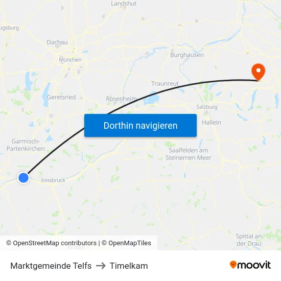 Marktgemeinde Telfs to Timelkam map