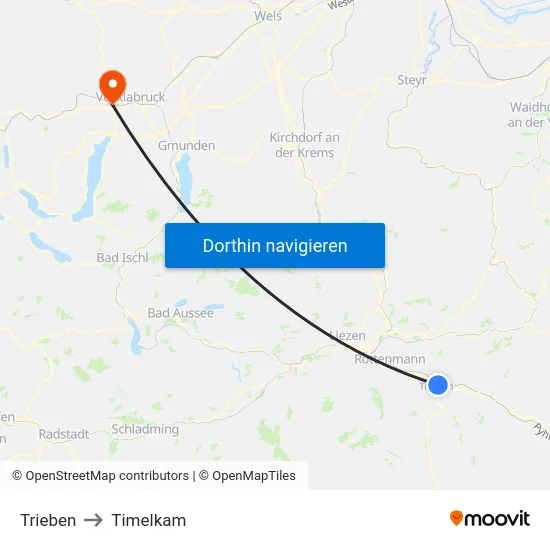 Trieben to Timelkam map