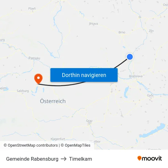 Gemeinde Rabensburg to Timelkam map