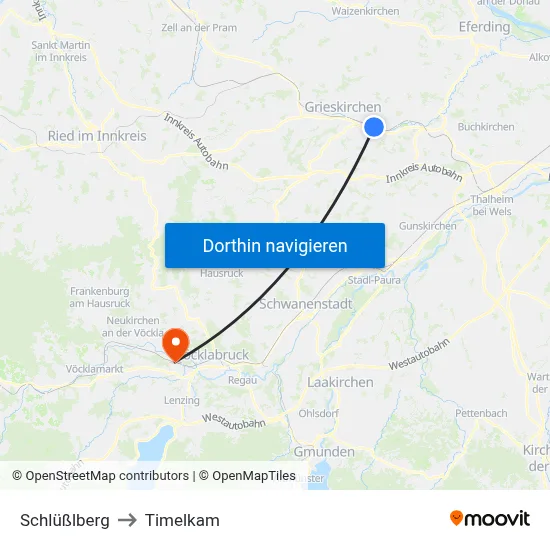 Schlüßlberg to Timelkam map