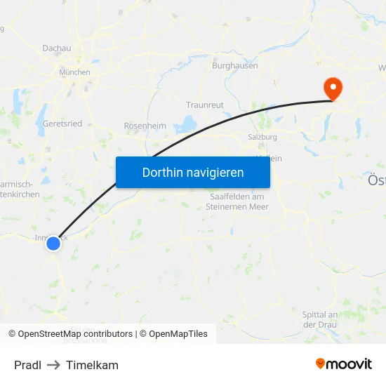 Pradl to Timelkam map