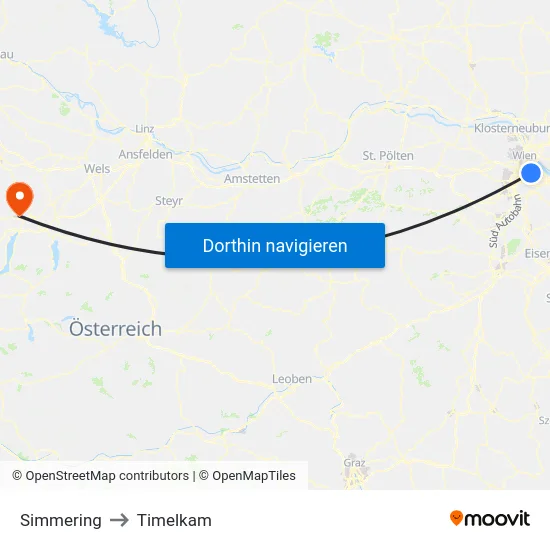 Simmering to Timelkam map