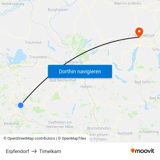 Erpfendorf to Timelkam map