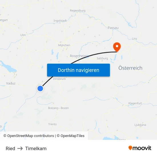 Ried to Timelkam map