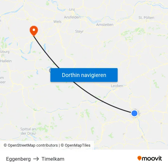 Eggenberg to Timelkam map