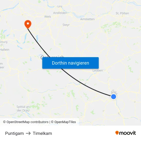 Puntigam to Timelkam map
