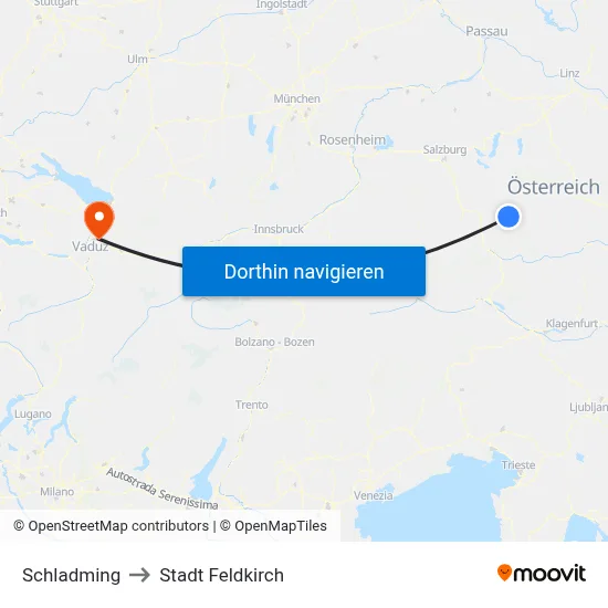 Schladming to Stadt Feldkirch map