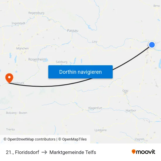 21., Floridsdorf to Marktgemeinde Telfs map