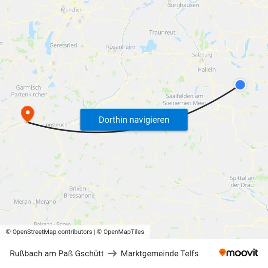 Rußbach am Paß Gschütt to Marktgemeinde Telfs map
