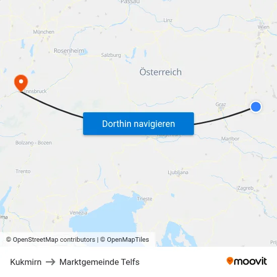 Kukmirn to Marktgemeinde Telfs map