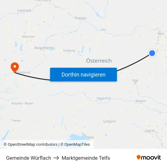 Gemeinde Würflach to Marktgemeinde Telfs map