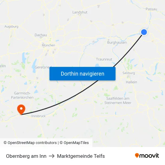 Obernberg am Inn to Marktgemeinde Telfs map