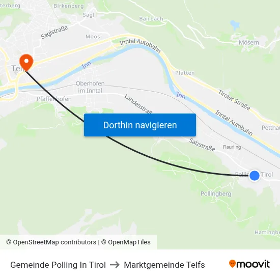 Gemeinde Polling In Tirol to Marktgemeinde Telfs map
