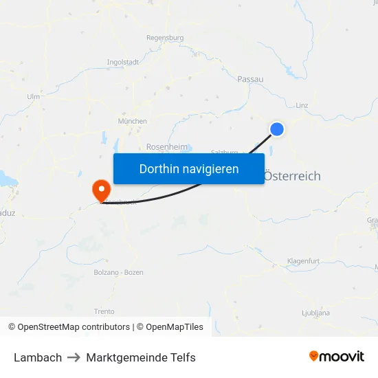 Lambach to Marktgemeinde Telfs map