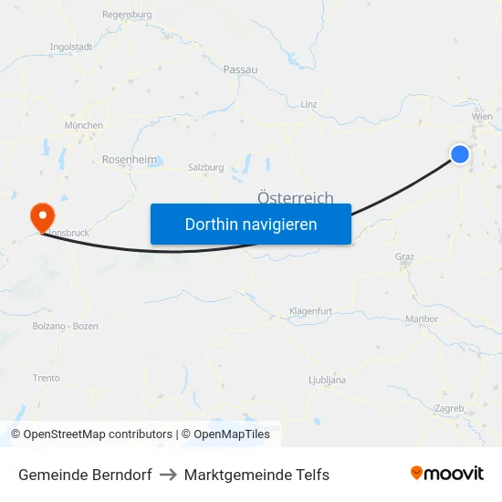 Gemeinde Berndorf to Marktgemeinde Telfs map